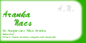 aranka macs business card