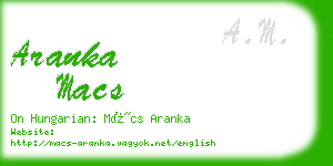 aranka macs business card